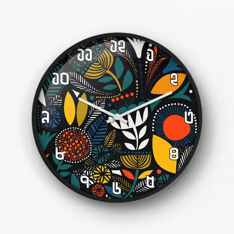 Bengali Dark Pattern Wall Clock Paperboat